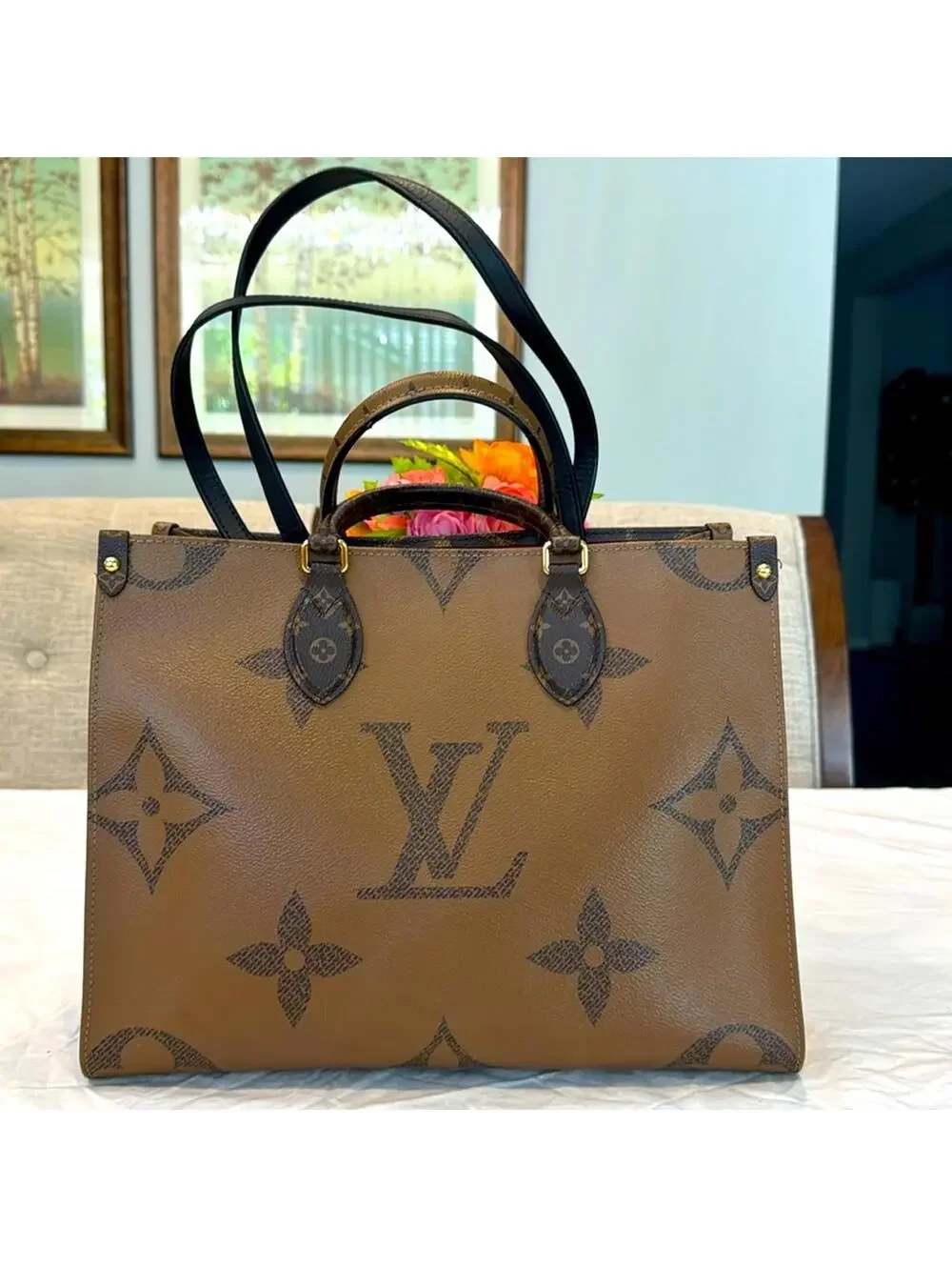 Authentic Louis Vuitton Brown OnTheGo MM Tote Bag